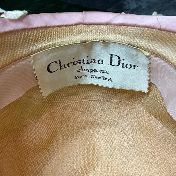 Vintage 1950’s Christian Dior Pink Floral Hat - Picture 9 of 14